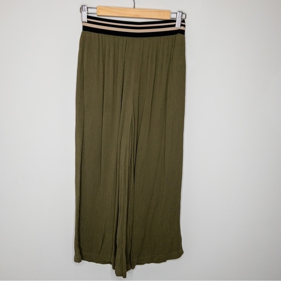 Anthropologie Dolan Womens Size XS Wide Leg Cropped Gaucho Pants Olive Green - Picture 2 of 12